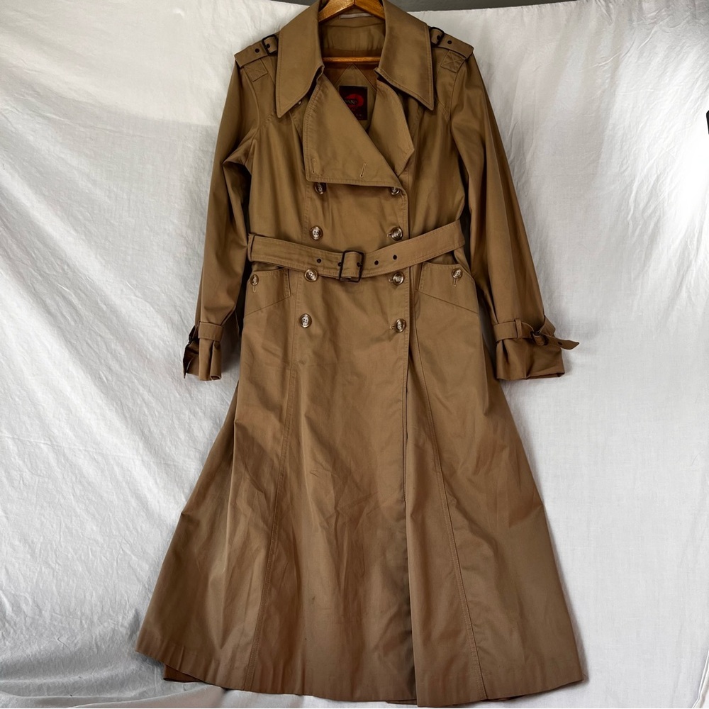 Vintage Trench Coat Women Medium Beige Fox Run By Little Foxes Int'l Yugoslavia